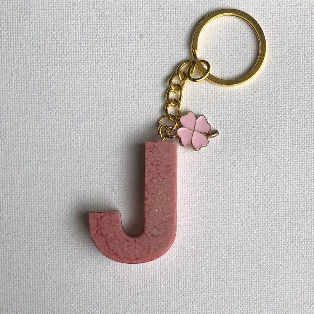 J Initial Keychain with Charm